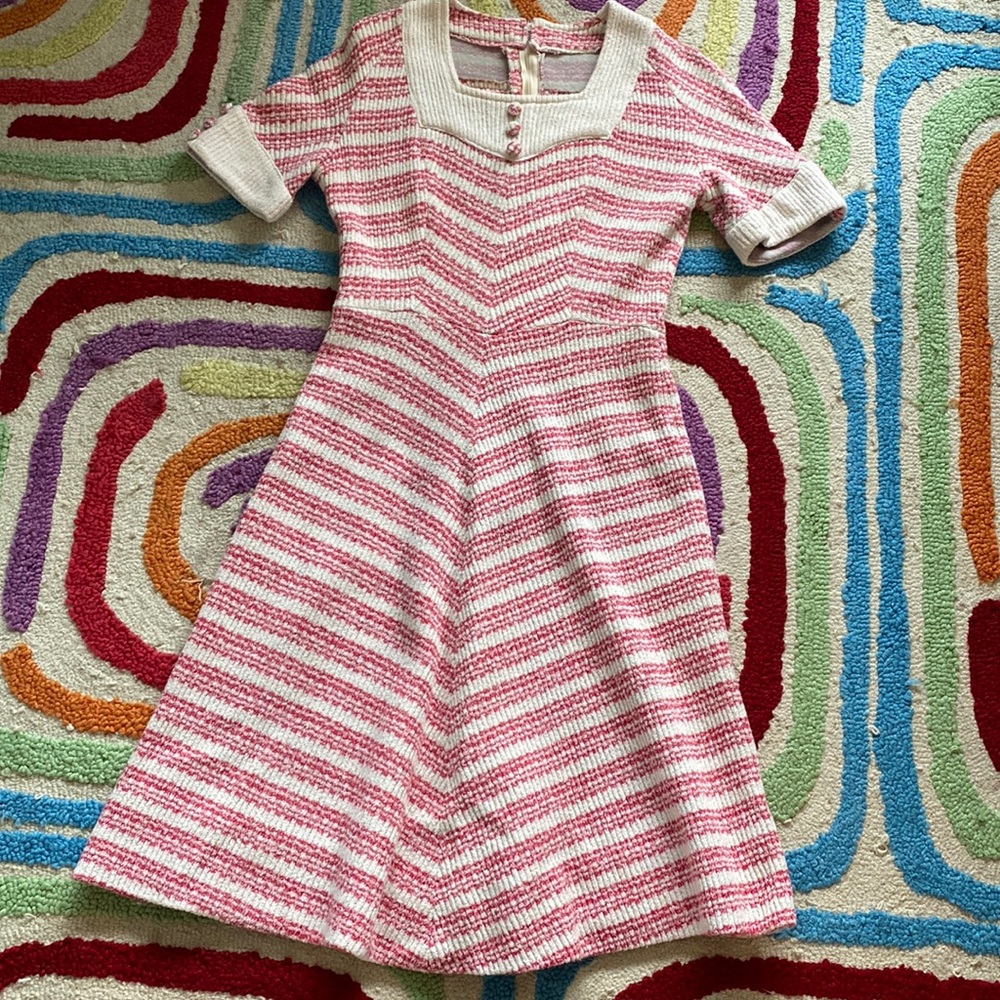 Vintage Short Sleeve Striped Dress